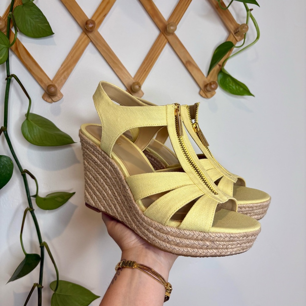 MICHAEL MICHAEL KORS Berkley Canvas Wedges In Buttercup